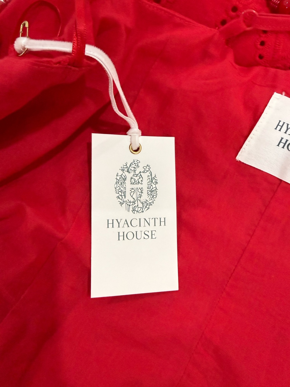 NWT Hyacinth House Red Eyelet Beaded Strap Midi Ibiza Dress Chic Summer Small - Picture 13 of 13